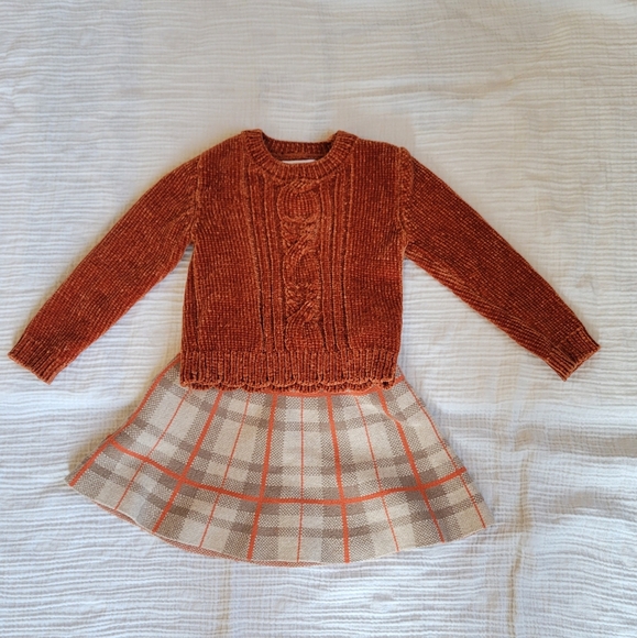 Cute Fall Winter Set Matching Skirt And Sweater For Baby Girl. - Picture 2 of 6